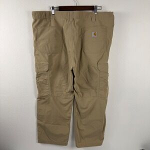 Carhartt Mens 42x30 Tan Ripstop Relaxed Fit Cargo Work Pants Khaki Brown EUC